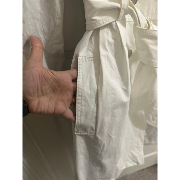 Calvin Klein White Belted Trench Coat Women's size Medium Rain Wind Weather - Picture 3 of 10